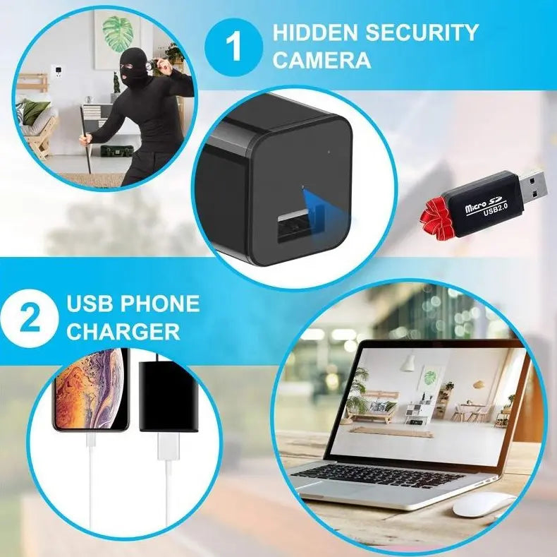 1080P Nanny Cam Spy Camera Charger Hidden Camera - Sacodise shop