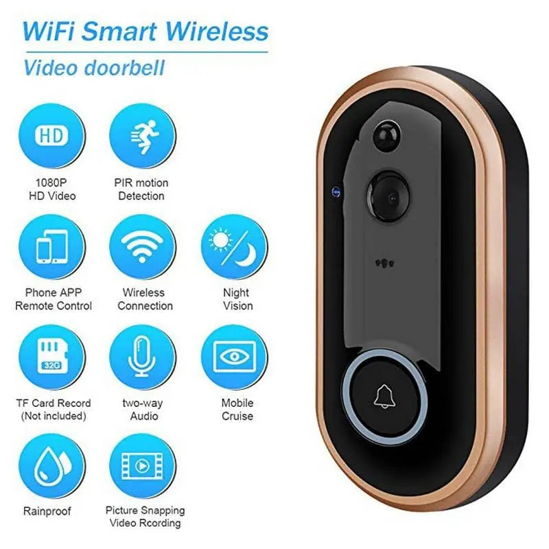 1080P Smart WIFI Doorbell Intercom Video Ring Door Bell With Camera IR - Sacodise shop