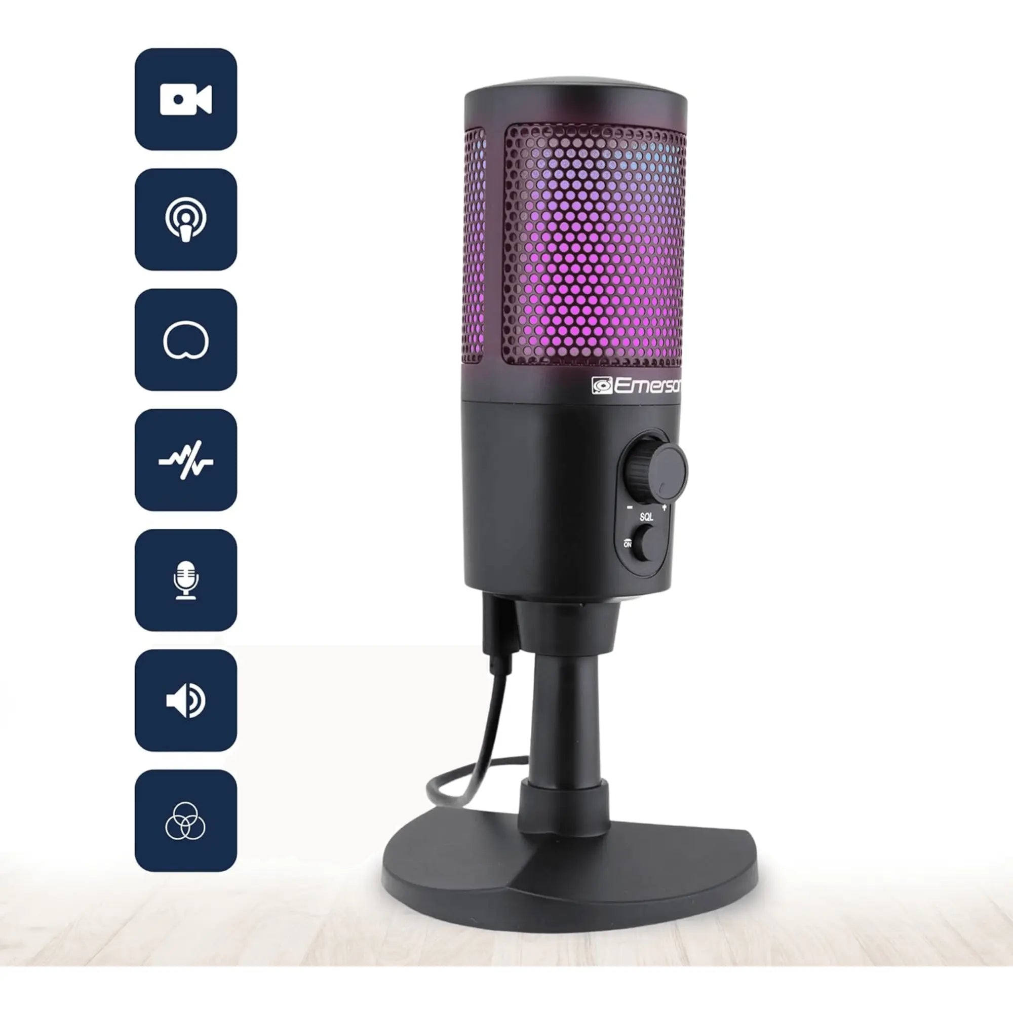 Emerson USB Gaming & Streaming Microphone with RGB Lighting with Product vendor