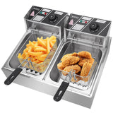 110V 12L Stainless Steel Double Cylinder Electric Fryer - Sacodise shop