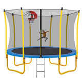 12FT Trampoline for Kids with Safety Enclosure Net Basketball Hoop - Sacodise shop