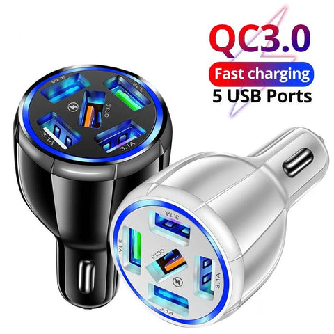 15W Quick Charge 5USB QC3.0 Car Charger - Sacodise shop