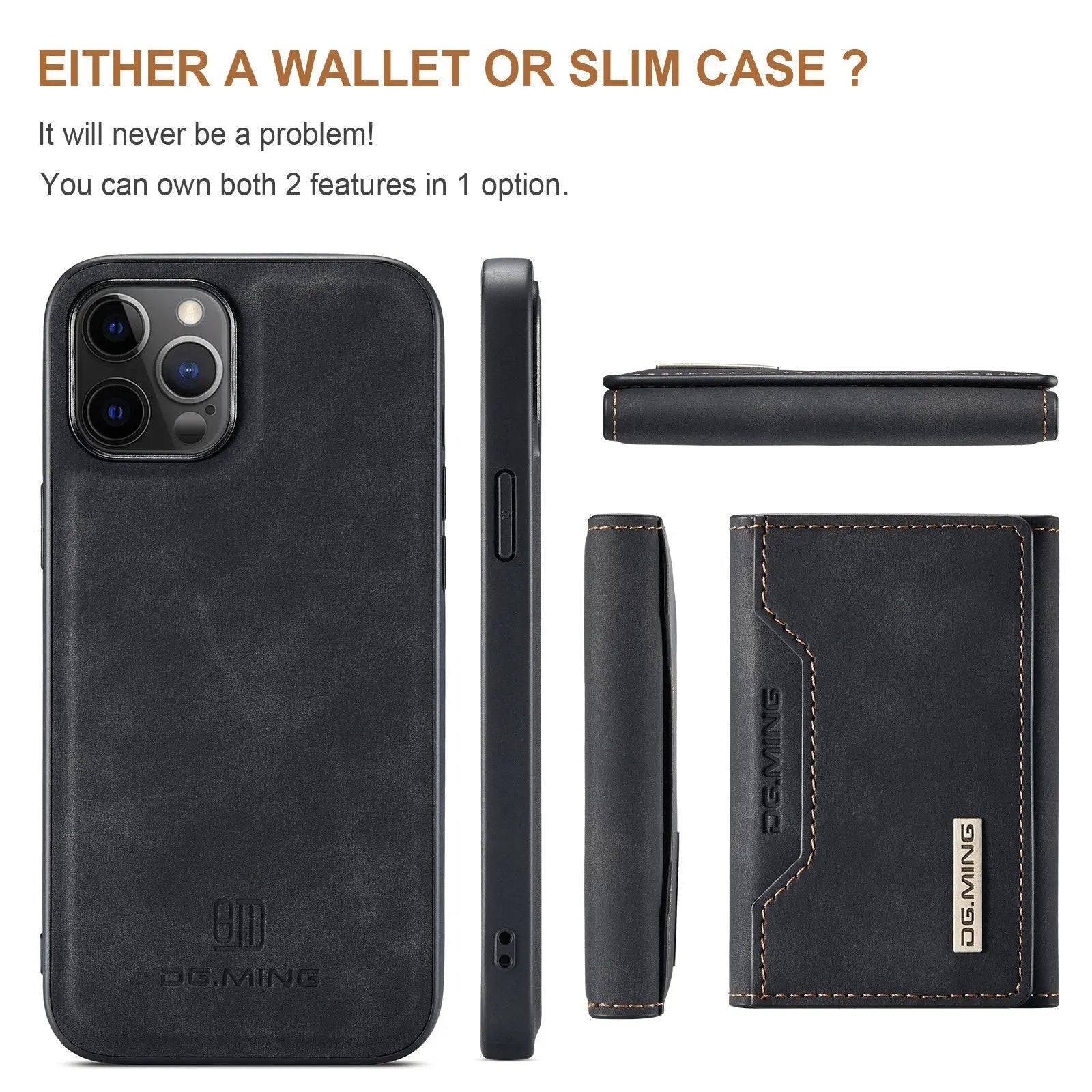 2 in 1 Mini Wallet Detachable Back Cover Phone Case For iPhone Samsung - Sacodise shop