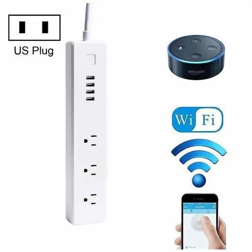 4 x USB Ports + 3 x US Plug Jack WiFi Remote Control Smart Power - Sacodise shop