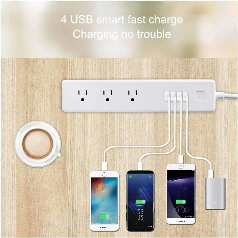 4 x USB Ports + 3 x US Plug Jack WiFi Remote Control Smart Power - Sacodise shop