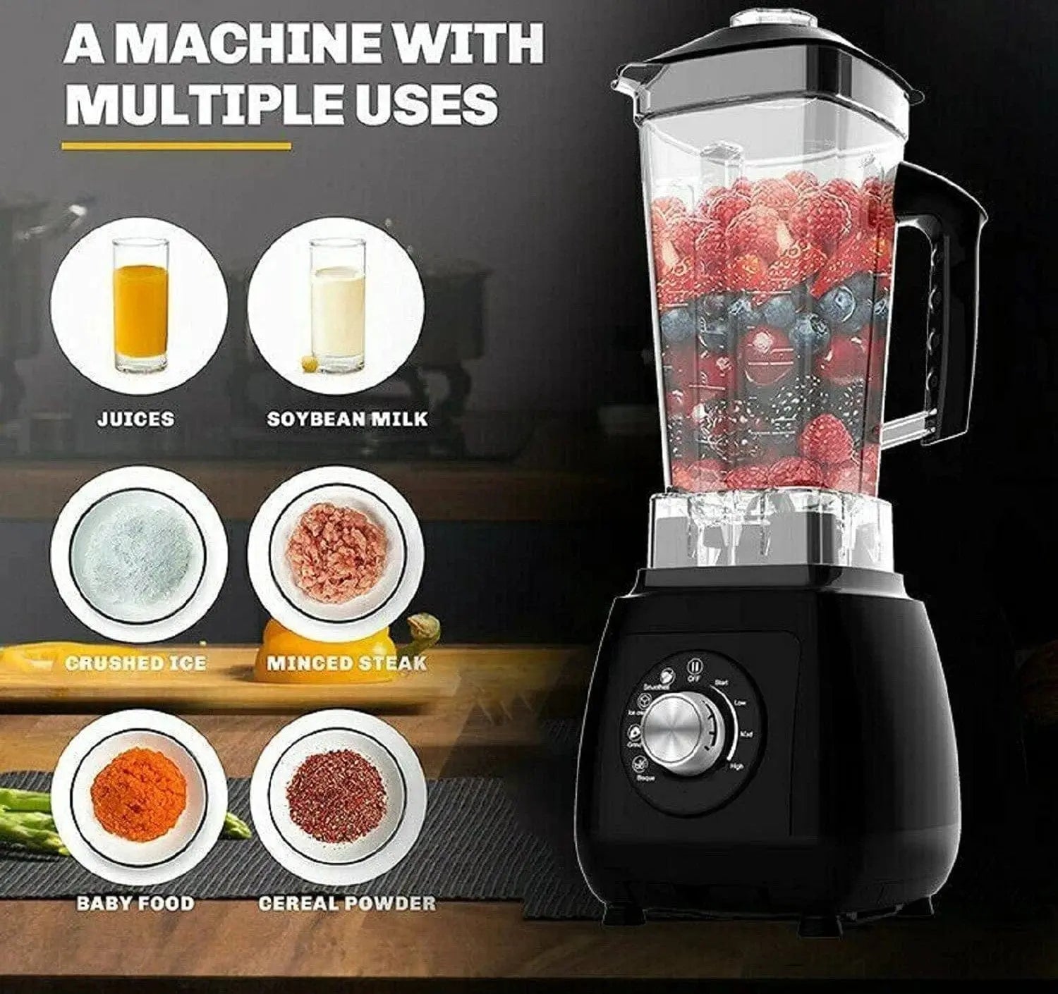 2L Countertop Blender 2000W Fruit Smoothie Blender - Sacodise shop