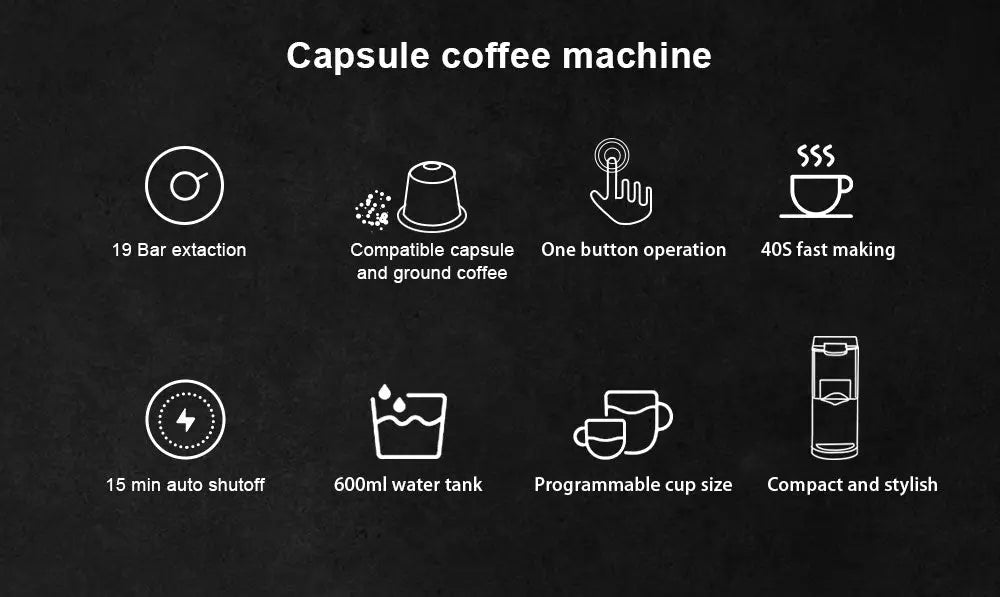 3 in 1 Espresso Coffee Machine 19Bar 1450W Multiple Capsule Coffee - Sacodise shop