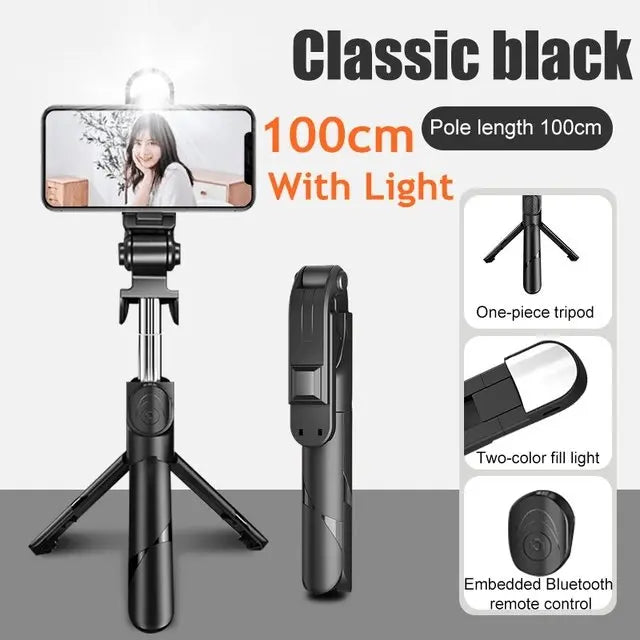 3 In 1 Tripod Bluetooth Selfie Stick with Fill Light for Smartphone - Sacodise shop