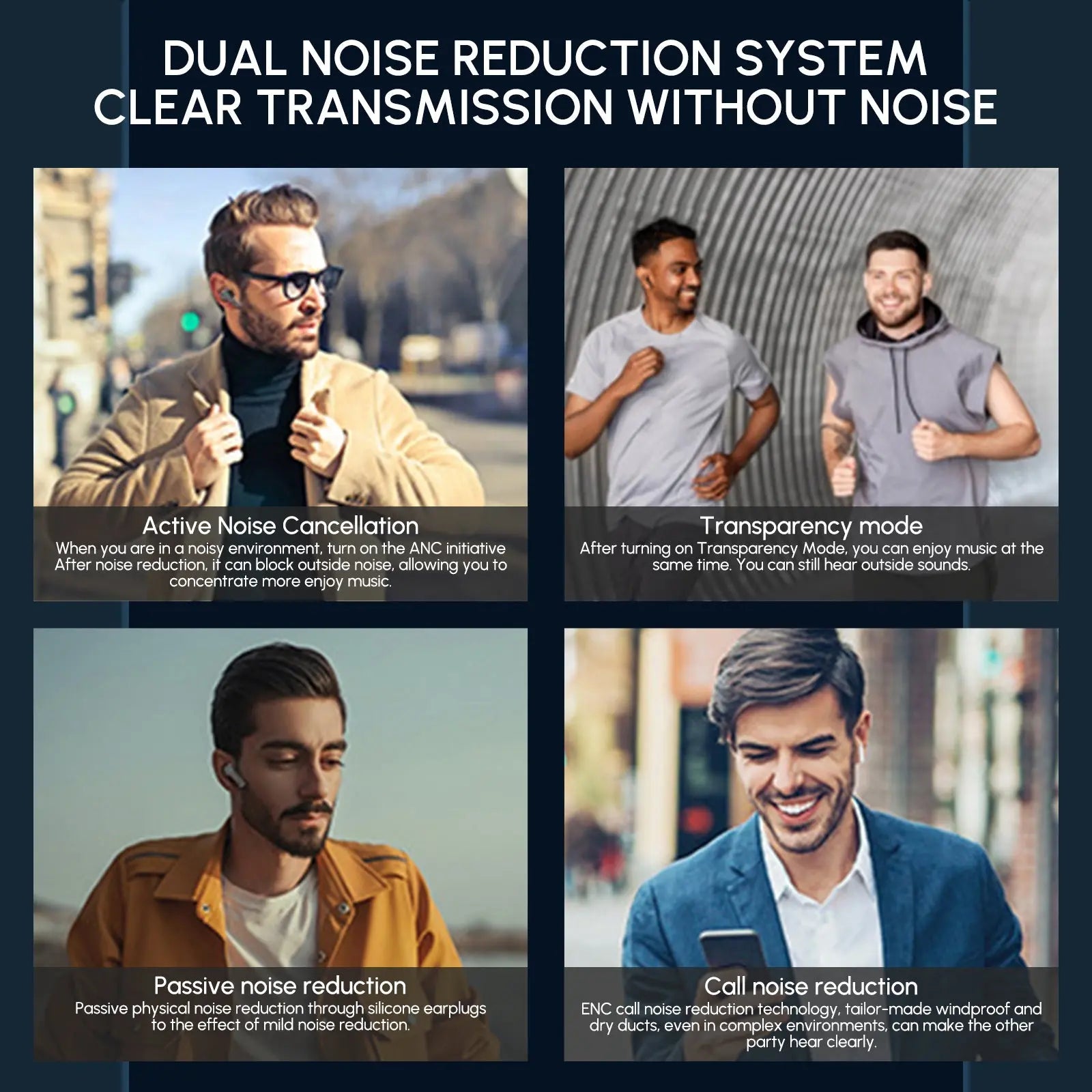 Dual Noise Cancelling True Wireless Earbuds Bluetooth Headphones Product vendor