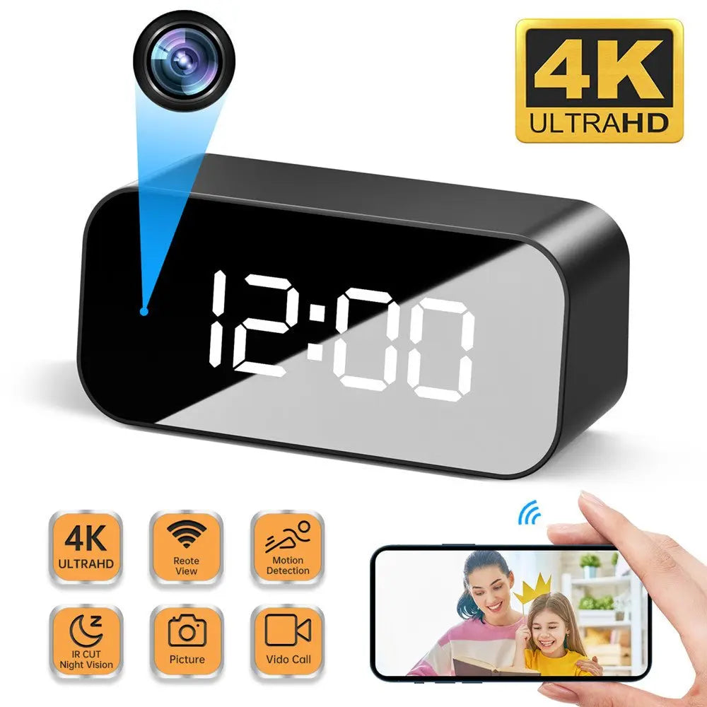 4K HD WIFI Clock Camera Micro Camera IR Night View Alarm Camcorder - Sacodise shop