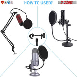 5 Core Microphone Pop Filter • 360 Degree Gooseneck Clip • 6 Inch Dual - Sacodise shop