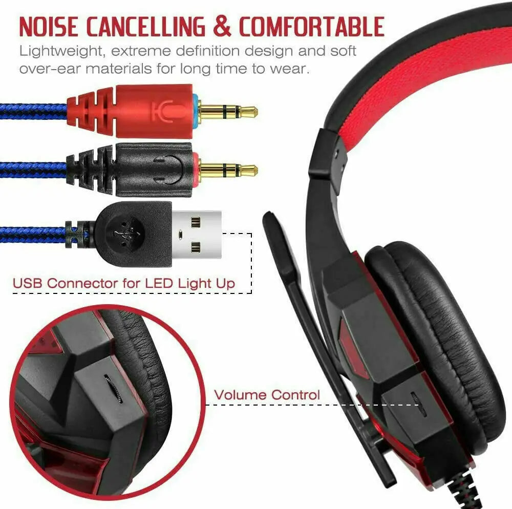 3.5mm Gaming Headset Mic LED Headphones Stereo Bass Surround For PC Product vendor