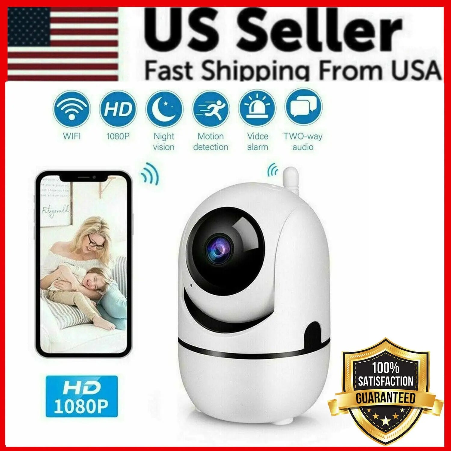 1080P WiFi Wireless Indoor Home Security Camera Night Vision Baby Pet Product vendor