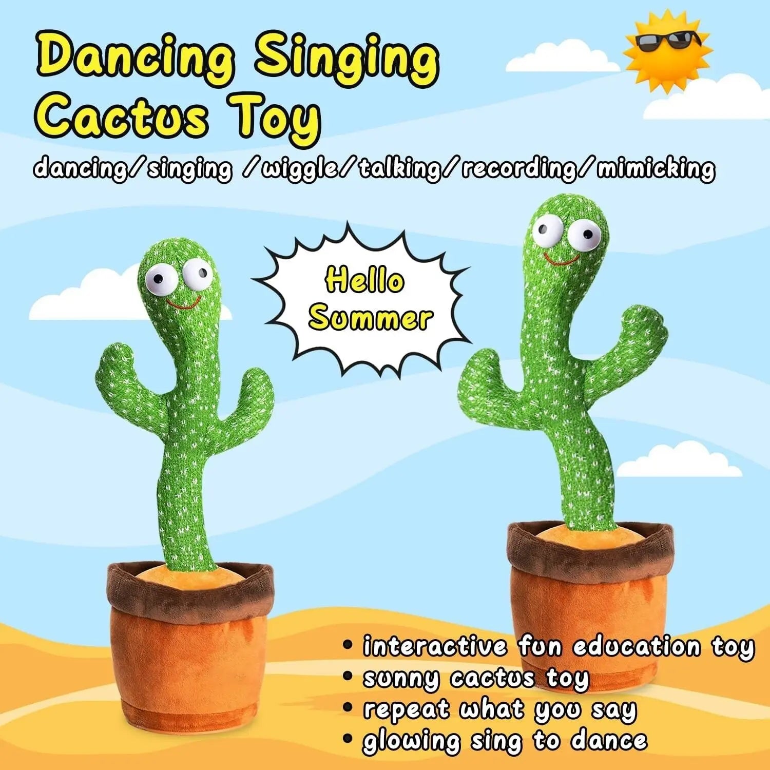 Dancing Cactus Plush Toy Doll Electronic Recording Shake With Song Product vendor