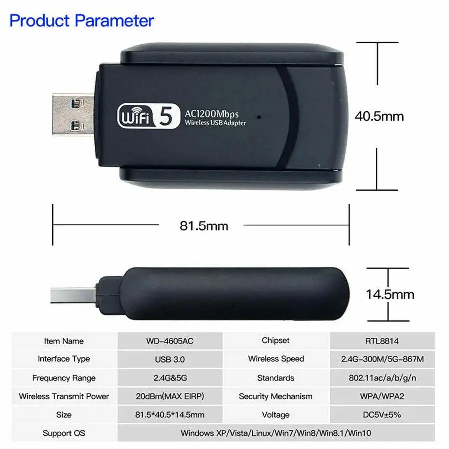 1200Mbps Long Range AC1200 Dual Band 5GHz Wireless USB 3.0 WiFi Product vendor