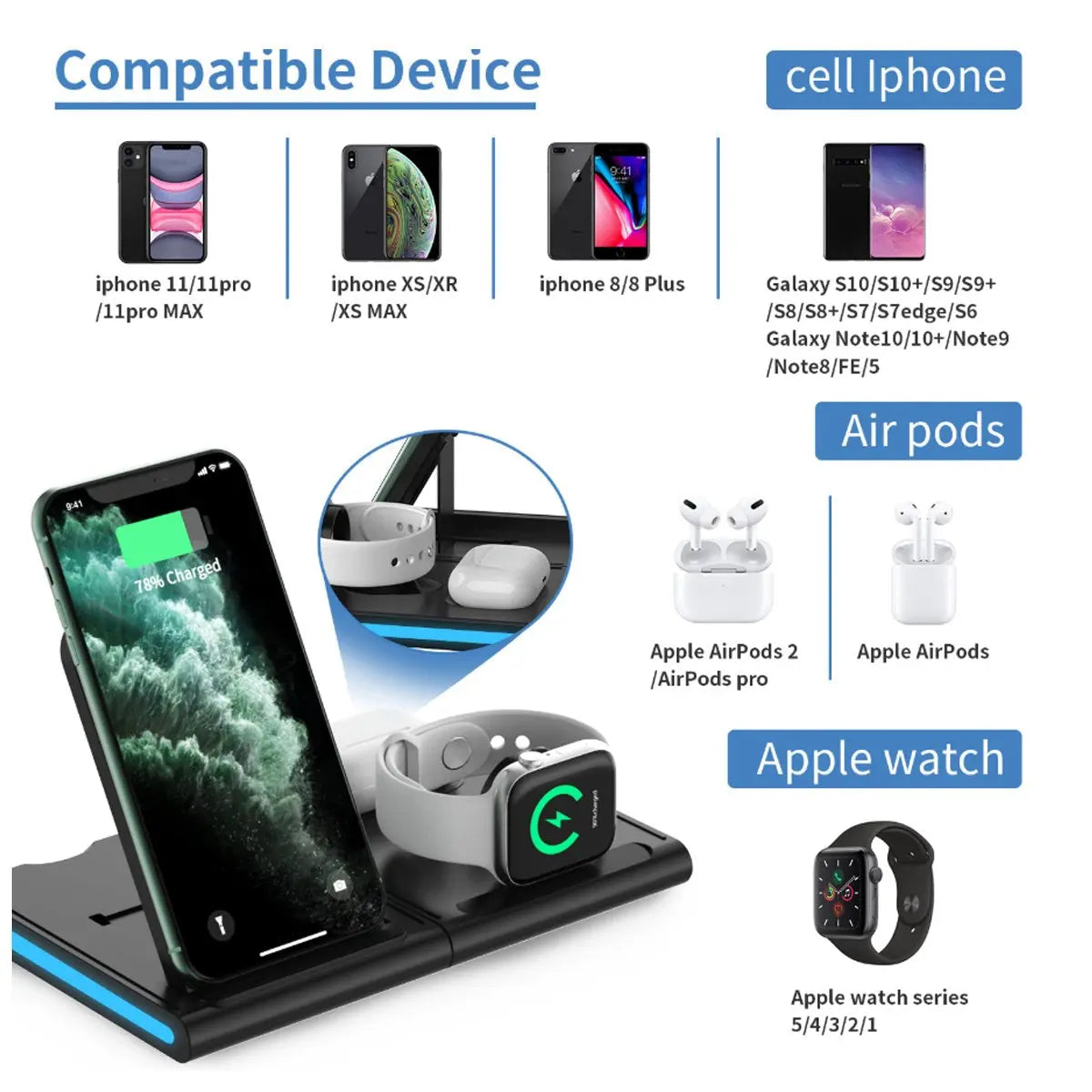 Magnetic Power Tiles 4 In 1 Wireless Charging Station Product vendor