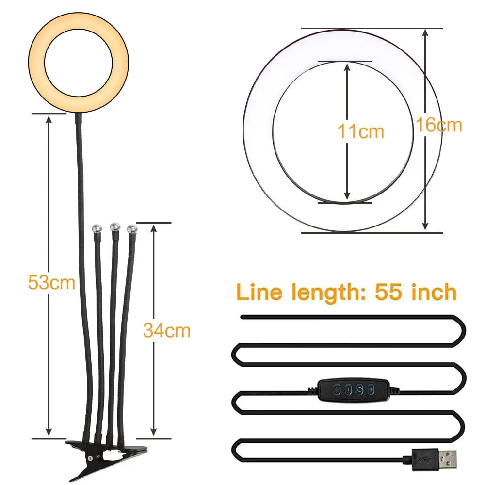 6" 4 in 1 Desktop Clip Light Set Selfie Ring Light - Sacodise shop