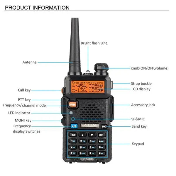 6pcs BAOFENG 1.5" LCD 136~174MHz / 400~520MHz Dual Band Walkie Talkie - Sacodise shop