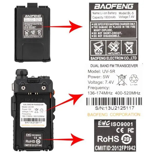 6pcs BAOFENG 1.5" LCD 136~174MHz / 400~520MHz Dual Band Walkie Talkie - Sacodise shop