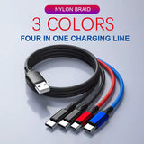 PBG 5 Port LED Car Charger and 4 in 1 Nylon 4 FT Charging Cable Bundle - Sacodise.shop.com