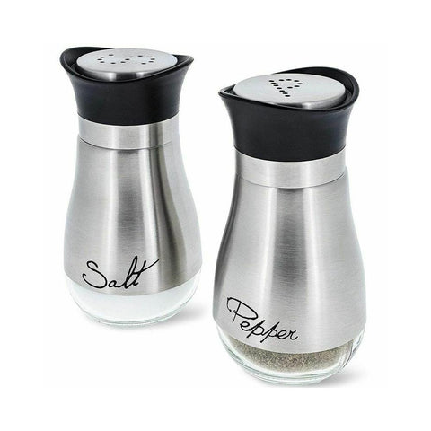 Salt and Pepper Shakers Stainless Steel Glass Set BPA Free, 4oz - Sacodise.shop.com