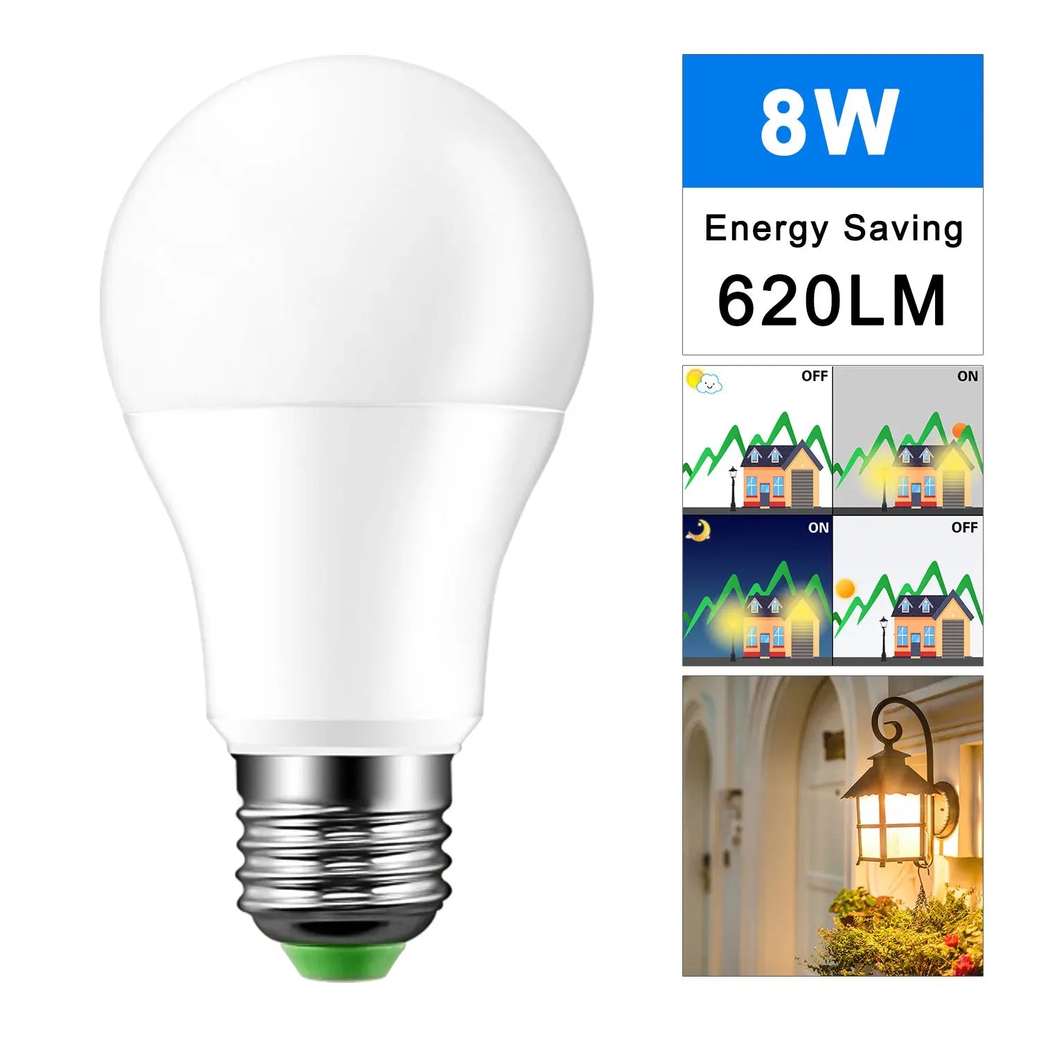 12W 8LED E27 Ball Bulb Auto Sensor Warm White Product vendor