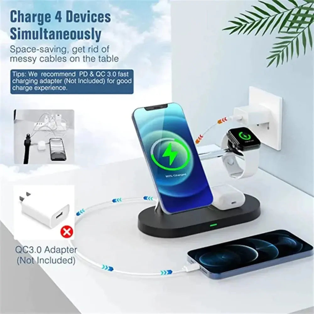 Desktop Magnetic Wireless Charging Station with Built in Lights - Sacodise shop