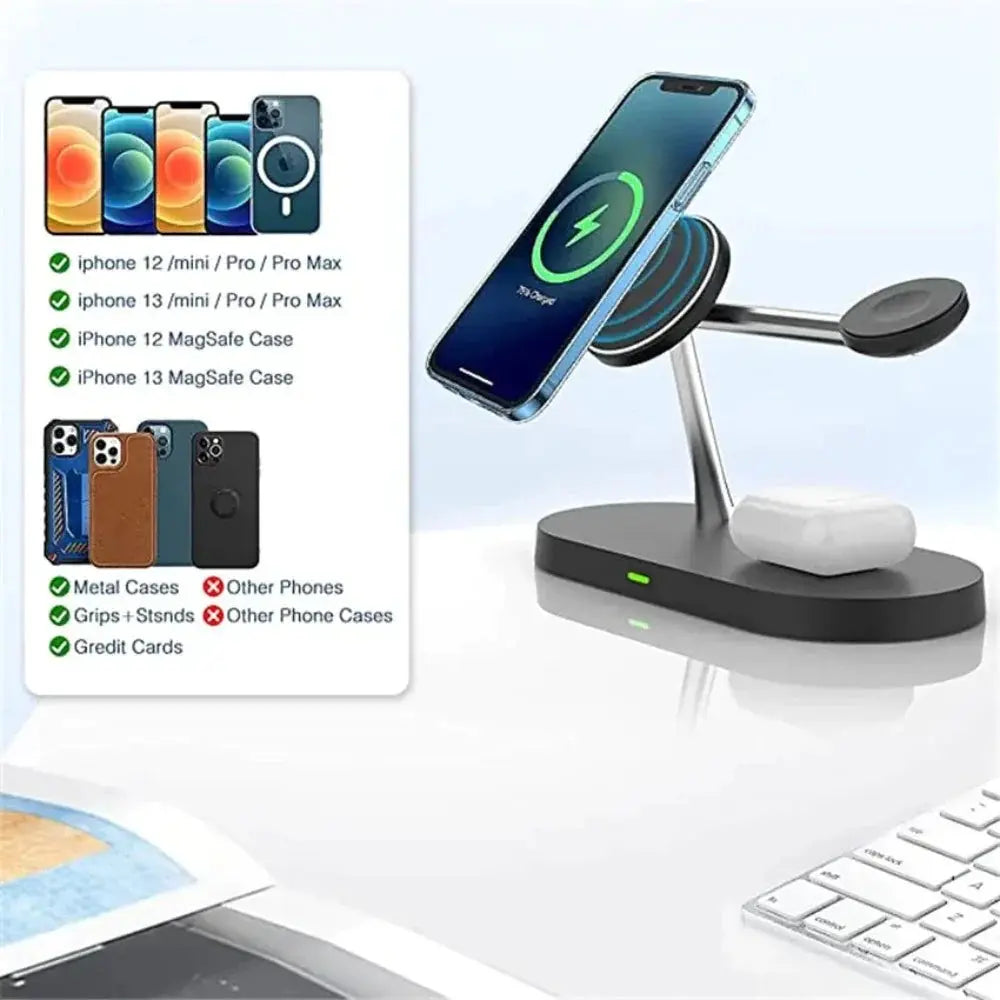 Desktop Magnetic Wireless Charging Station with Built in Lights - Sacodise shop