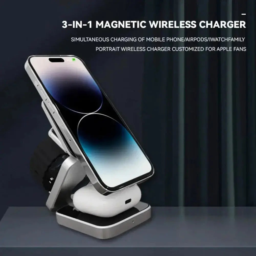 Foldable 3 in 1 Wireless Charging Phone Stand Product vendor