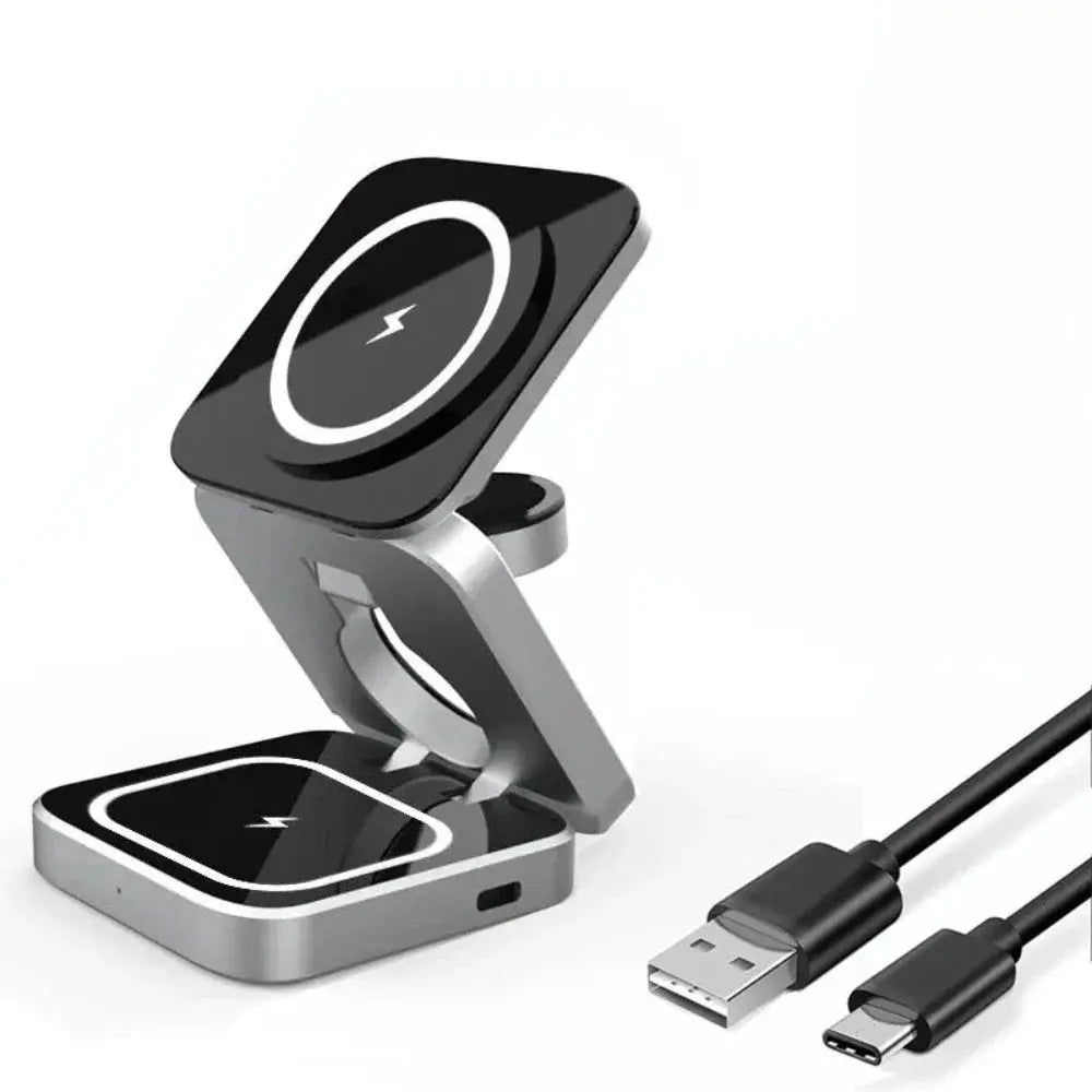 Foldable 3 in 1 Wireless Charging Phone Stand Product vendor