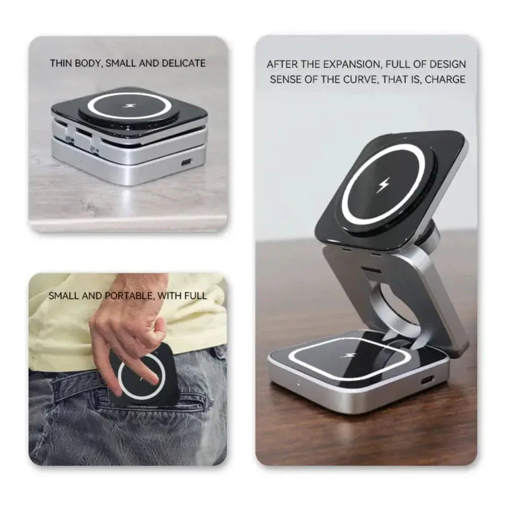 Foldable 3 in 1 Wireless Charging Phone Stand Product vendor