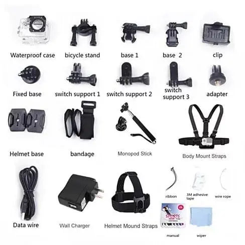 All PRO Action Sports Camera With 1080P HD And WiFi 18 PCS Of - Sacodise shop