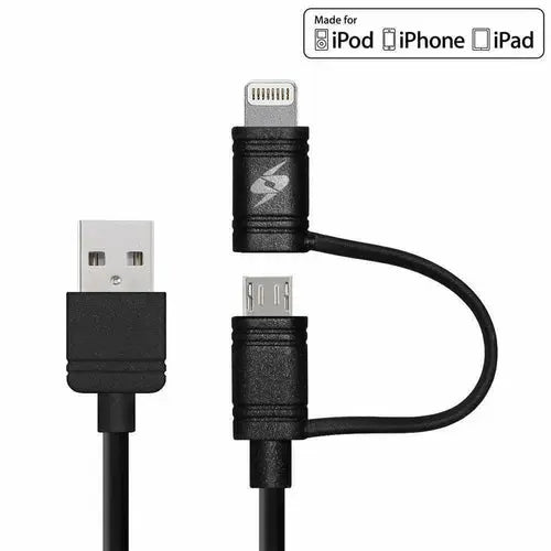 Amzer Apple MFi Certified 2-1 Sync & Charge Lightning cable with micro - Sacodise shop