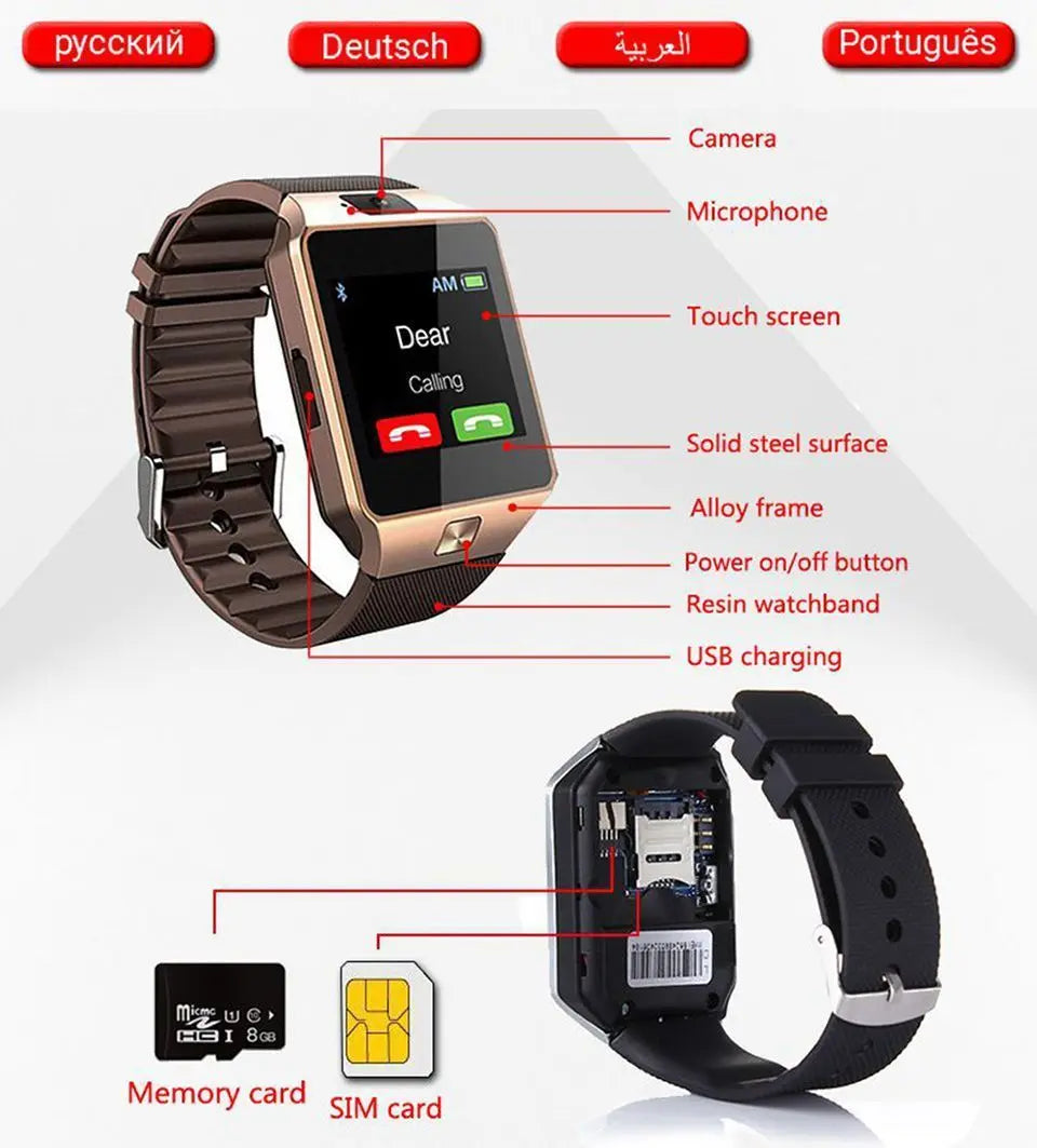 Bluetooth android smart watch with Camera Clock SIM TF Slot smartwatch - Sacodise shop