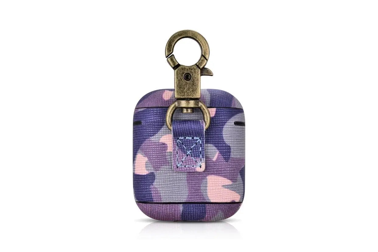 Camo Purple Premium Leather AirPods 1 & 2 Case - Sacodise shop