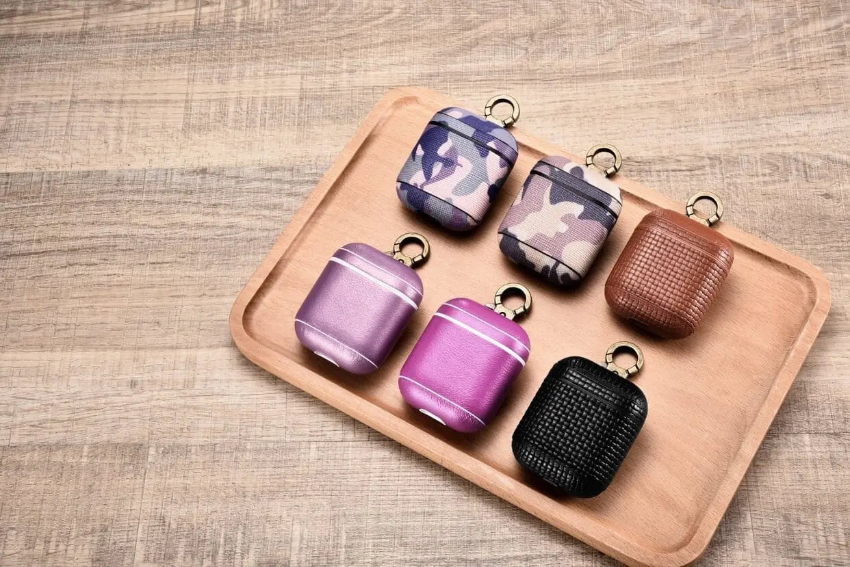 Camo Purple Premium Leather AirPods 1 & 2 Case - Sacodise shop