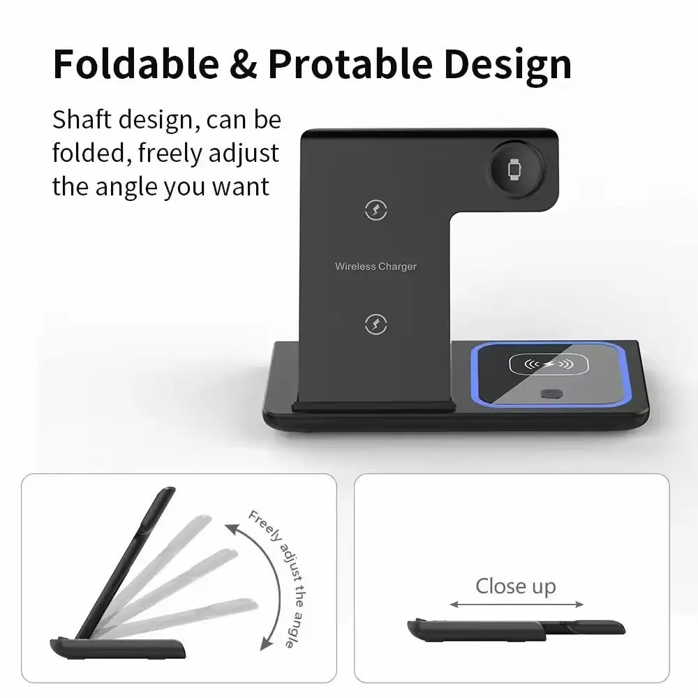 Foldable 3 In 1 Fast 15w QI Wireless Charging Station - Sacodise shop