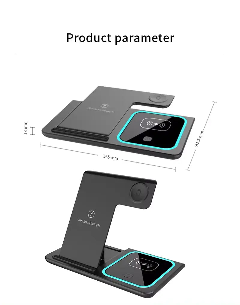 Foldable 3 In 1 Fast 15w QI Wireless Charging Station - Sacodise shop