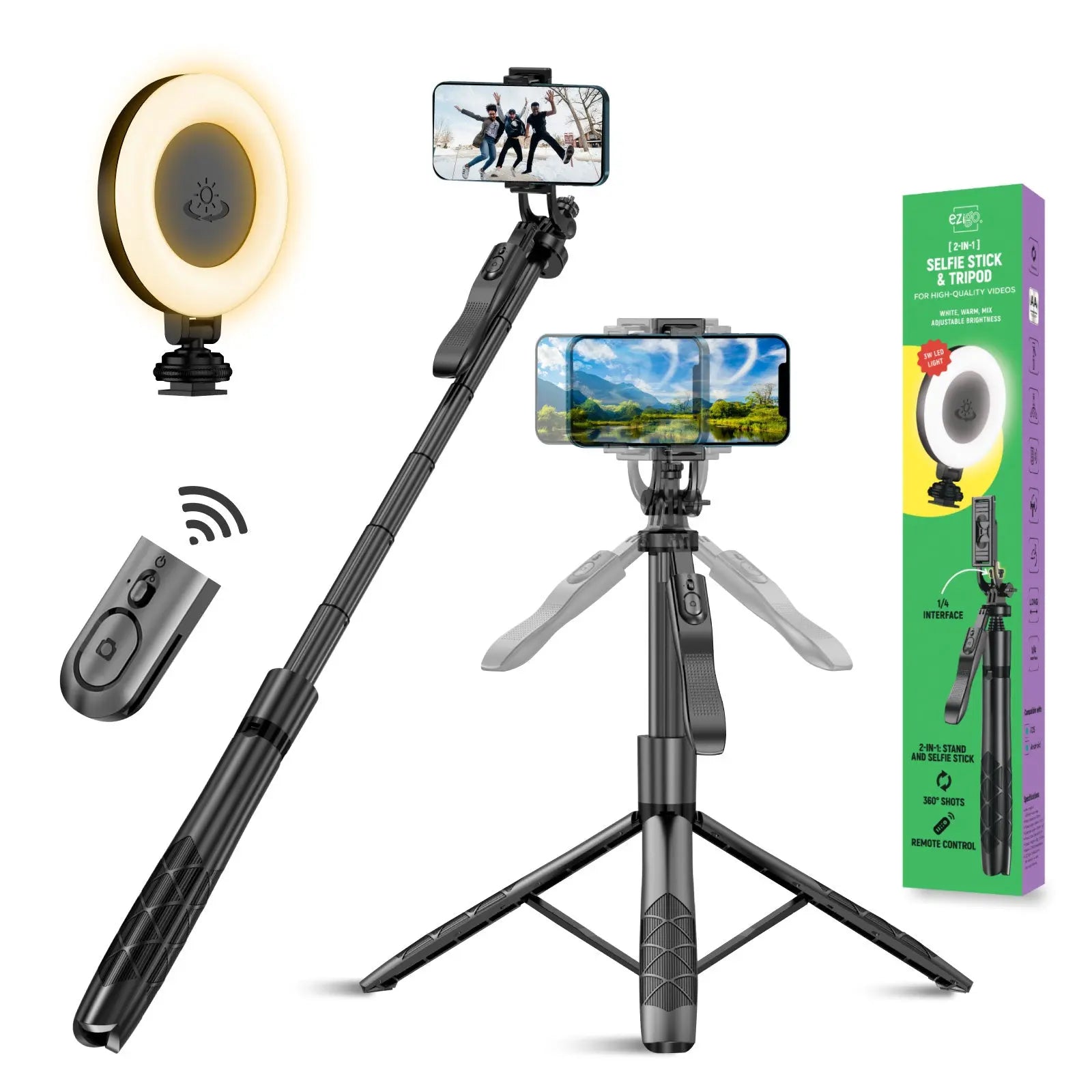 Phone tripod 62 inch selfie stick for cell phone with remote Product vendor