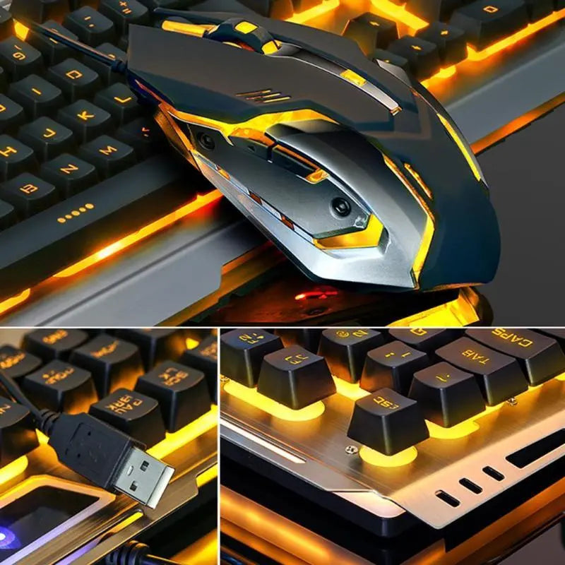 Ninja Dragons Tungsten Gold Metal Frame Gaming Keyboard and Mouse Set Product vendor