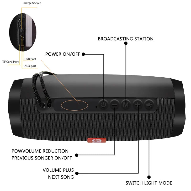 Wireless Portable Bluetooth Stereo Speaker with LED Light Product vendor