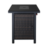 Rattan Propane Outdoor Fire Pit Table with Lid