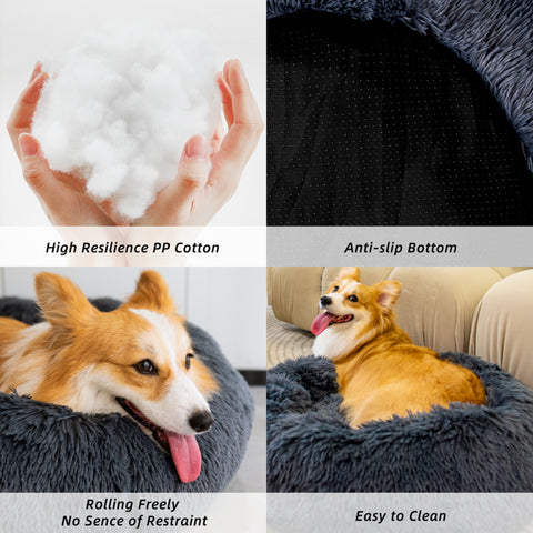 Pet Beds for Cats Dog Bed Washable Anti Anxiety Fluffy Dog Bed - Sacodise.shop.com