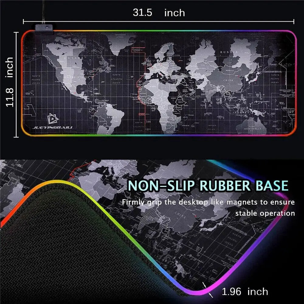 Dragon RGB Gaming Mouse Pad World Map - Sacodise shop