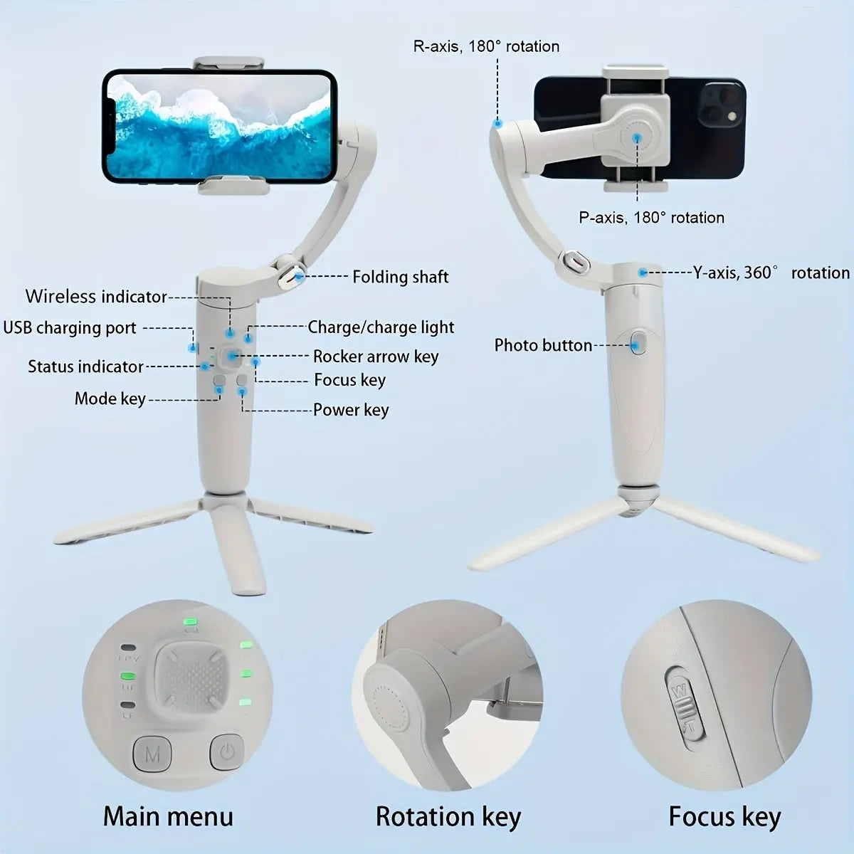 1pc 3-Axis Handheld Stabilizer: Fast Type-C Charging,Stable Triangle Product vendor