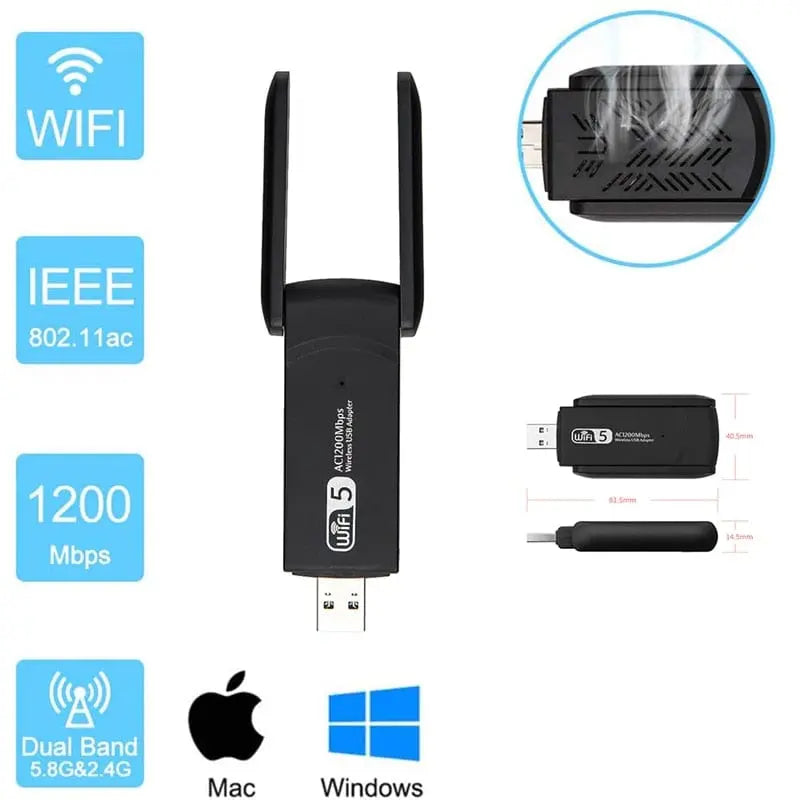 Dual Band 1200mps WiFi Adapter - Sacodise shop