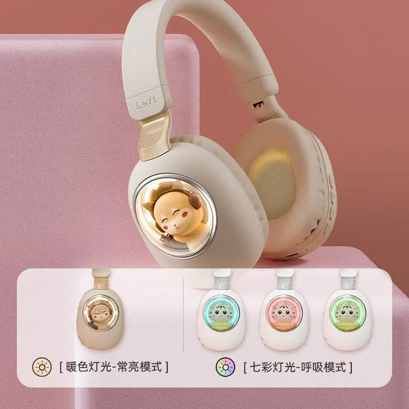 Flash Light Cute Cat Wireless Bluetooth Headphones with Mic - Sacodise shop