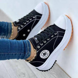 Flat Lace-Up Sneakers Pattern Canvas Casual Sport Shoes - Sacodise shop