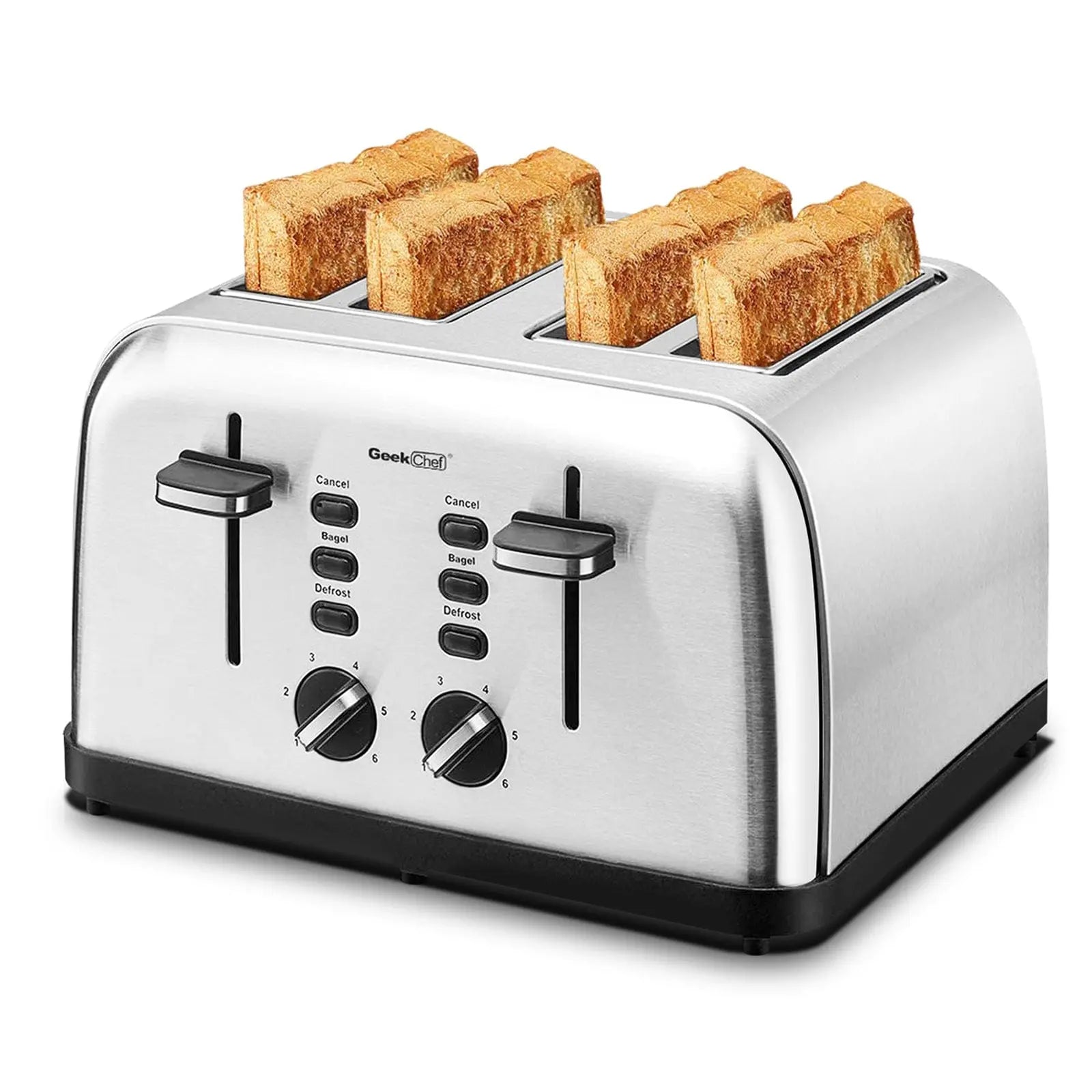 Geek Chef 4 Slice Toaster Stainless Steel Extra-Wide Slot Toaster - Sacodise shop