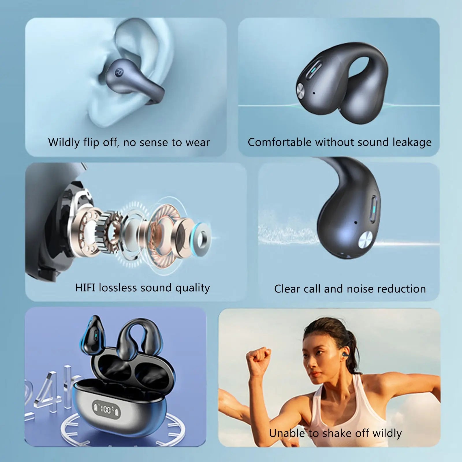 Ear-Clip Bluetooth 5.3 Stereo Earphones Waterproof Wireless Headphone Product vendor